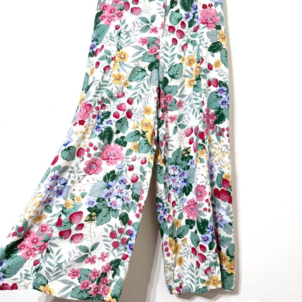 Mango MNG Strawberry Floral Jumpsuit Sleeveless Cottagecore Farm Country Fruit - Picture 5 of 16